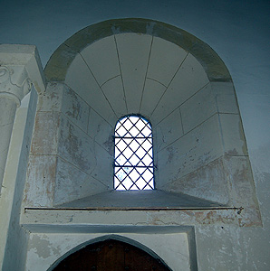 The south chancel Norman window from the interior August 2007